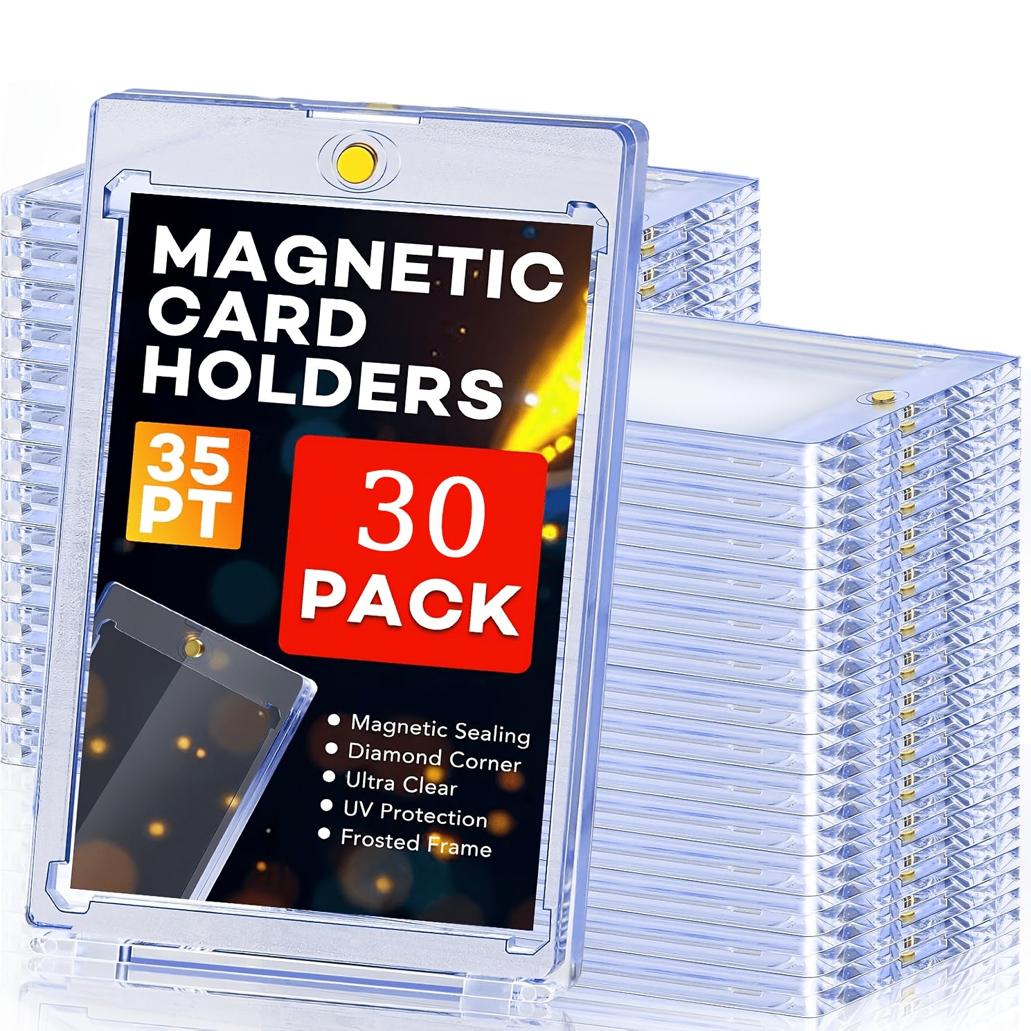 35pt Magnetic One-Touch Card Holders Hard Case for Pokemon Sports Baseball TCG Trading Cards Bulk Pack 5 30 60pcs Collector Gift Christmas Birthday