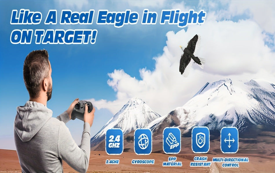 RC Eagle Plane RTF Remote Control Flying Bird 2.4GHz 2CH 6-Axis Gyro Stabilizer 2 Batteries 22 Min Flight Time Easy to Fly for Beginners Kids Adults Gift