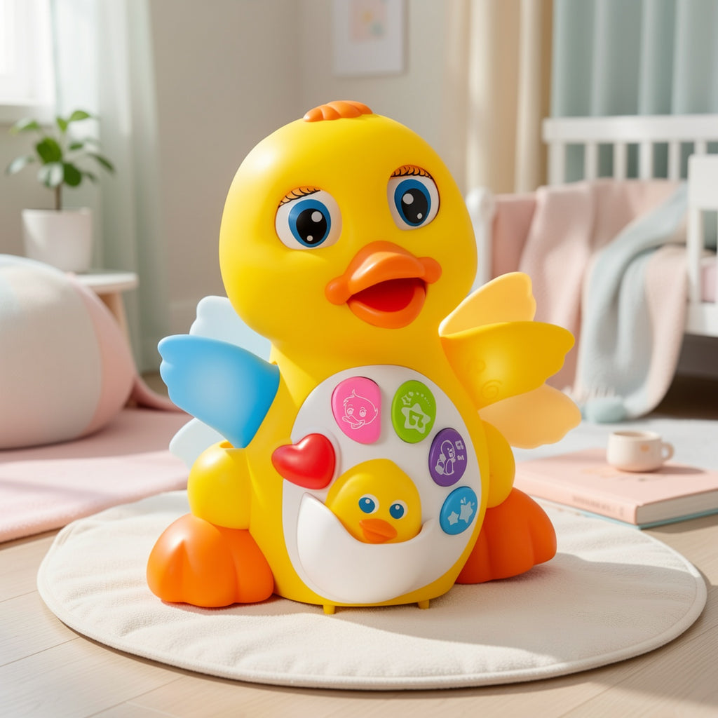 Dancing Walking Duck Toy with Music and Lights for Baby Toddlers 6 Months+ - Light-Up Musical Learning Toy, 5 Buttons 7 Melodies, Sensory Development, Christmas Birthday Gift for Infant Kids