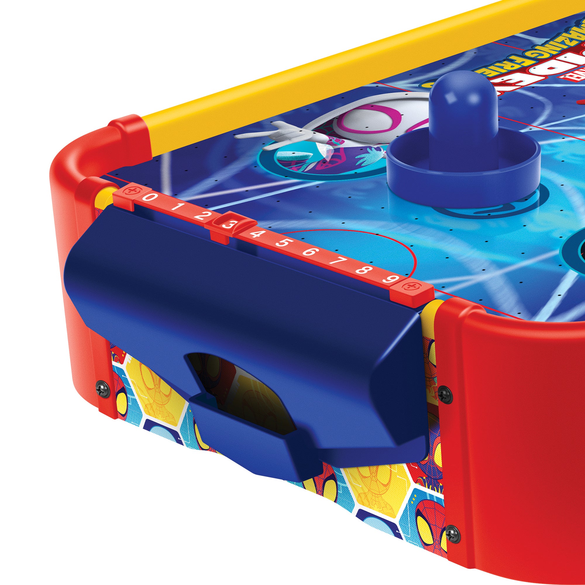 Tabletop Air Hockey Game for Kids Marvel Spidey and His Amazing Friends – Officially Licensed Wood Air Hockey Table, Manual Score Tracker, Family Game Night Gift Boys Girls Ages 3+