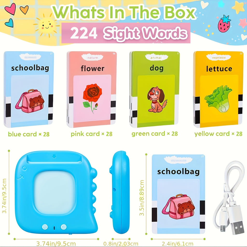 Talking Flash Cards for Kids 224-510 Words Preschool Language Learning Speech Therapy Autism Sensory Educational Toy Gift Boys Girls Ages 3-6