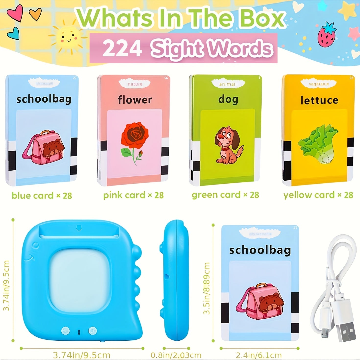 Talking Flash Cards for Kids 224-510 Words Preschool Language Learning Speech Therapy Autism Sensory Educational Toy Gift Boys Girls Ages 3-6