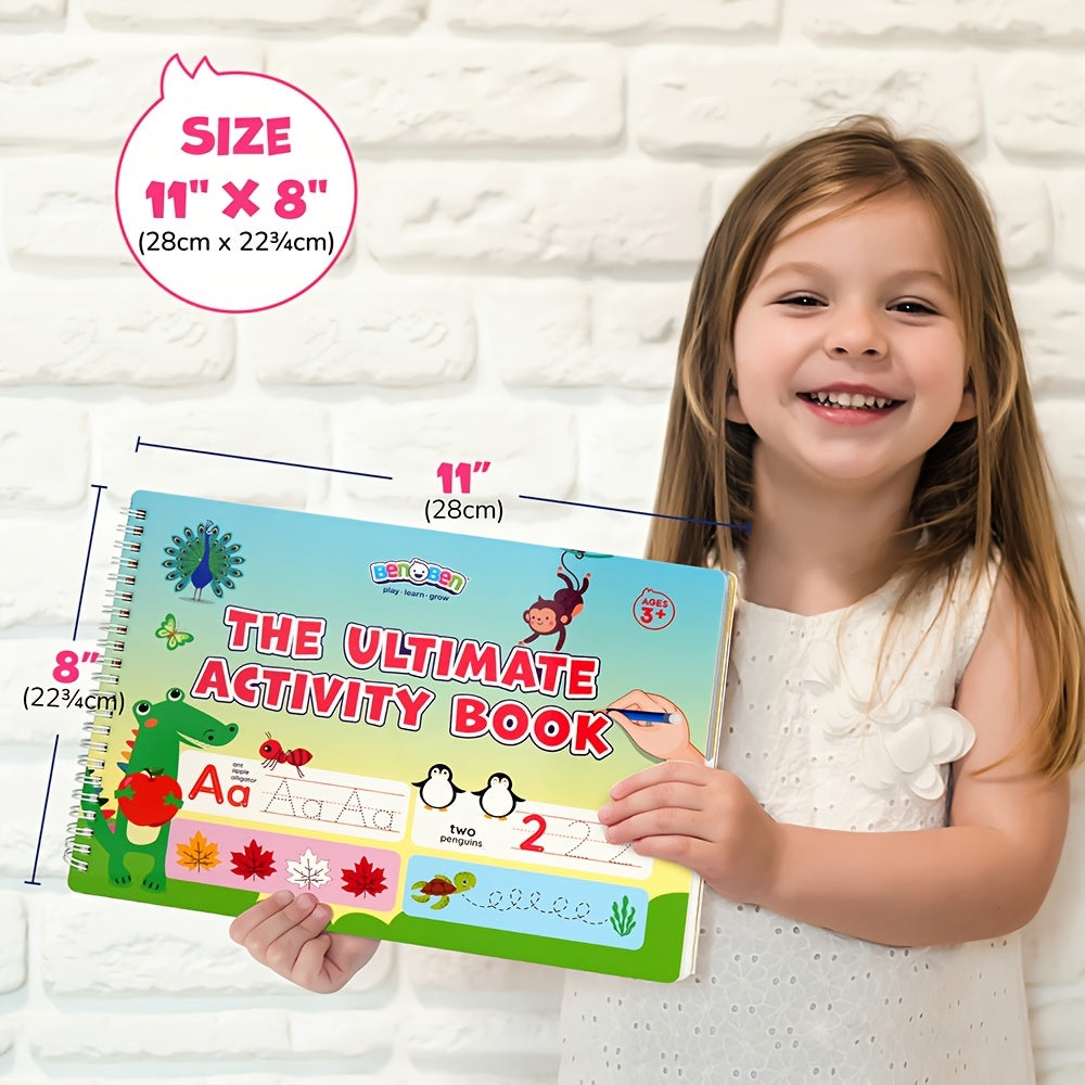 Preschool Learning Activities Busy Book 50 Pages – Tracing Workbook for Toddlers & Kindergarten Kids, Educational Toy Gift for Boys & Girls