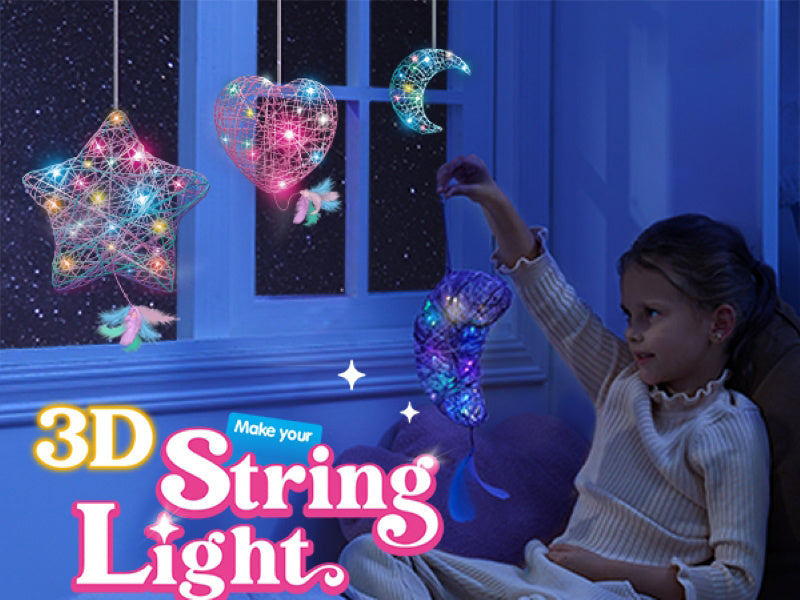 3D String Art Kit for Kids – Light Up DIY Lantern Craft Set with 30 LED Bulbs, Balloons & Yarn, Birthday Gift Arts and Crafts for Girls Boys