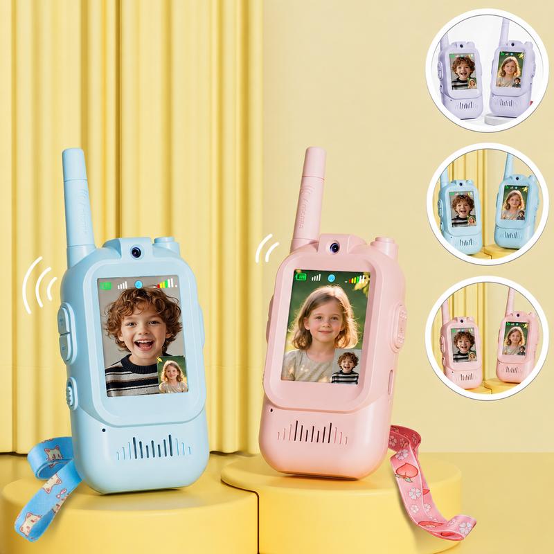 Video Walkie Talkies for Kids with Camera, 2-Pack Two-Way Communication Toys for Ages 3-12, Indoor Games, Camping and Adventure Gifts