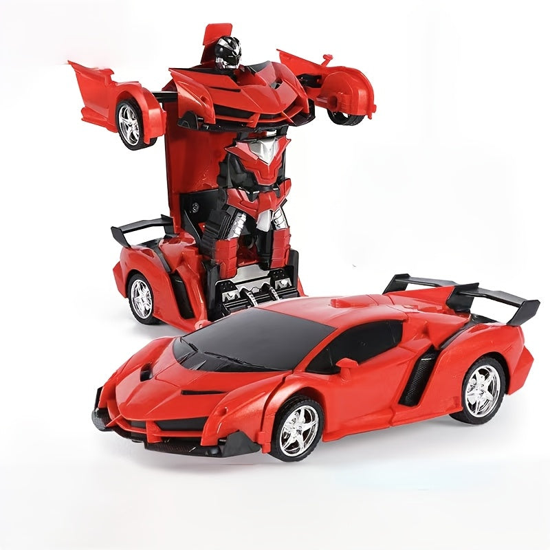 Transform Robot RC Car 1:18 Scale One-Click Car to Robot 2.4GHz 360 Drift LED Light 45M Range Non-Toxic ABS Kids Boys Ages 3+ Birthday Christmas Gift