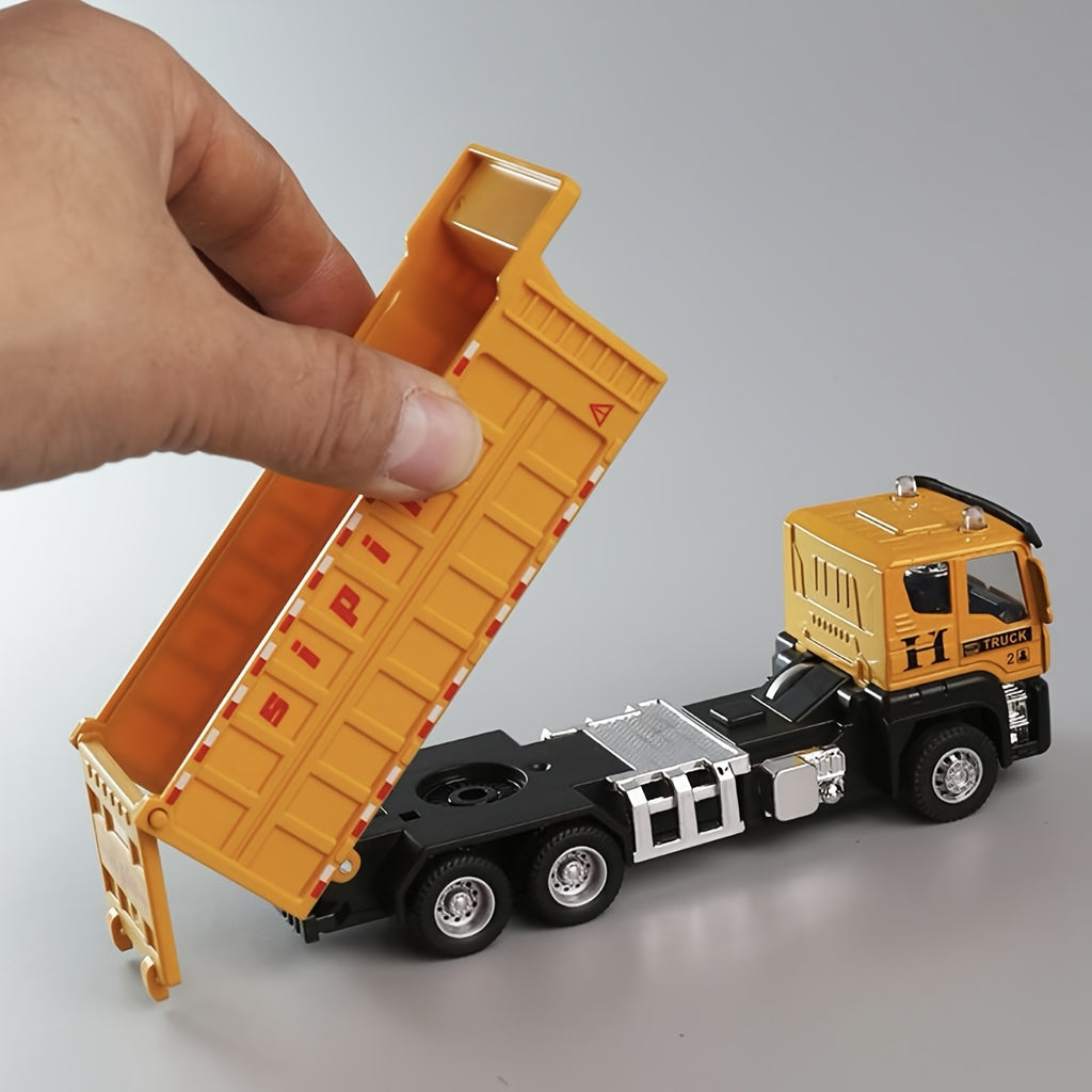 Alloy Construction Vehicles Set for Kids 5.8" – Metal Inertia Excavator Dump Truck Cement Mixer Crane Engineering Toy, No Battery Gift for Boys Ages 3+