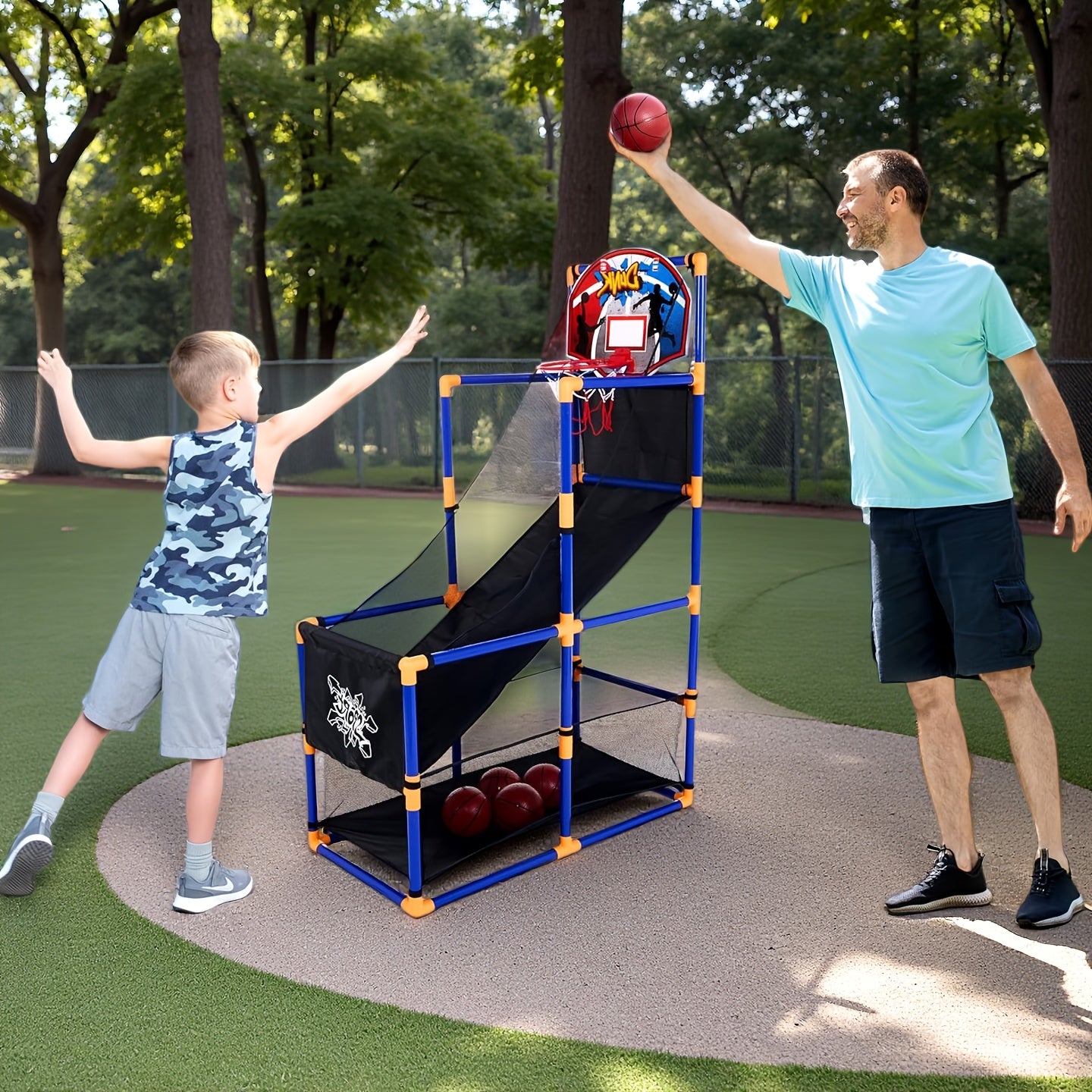 Kids Arcade Basketball Hoop Set with 4 Balls & Air Pump - Adjustable Height Indoor Outdoor Sport Game for Kids Ages 3+, Easy Assembly