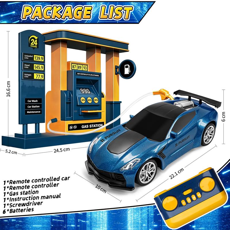Spray RC Racing Car 1:18 Scale with Dual Sounds, LED Lights and 2.4GHz Remote Control, NIRVIXEN Automatic Parking Car Playset Gift for Boys and Girls