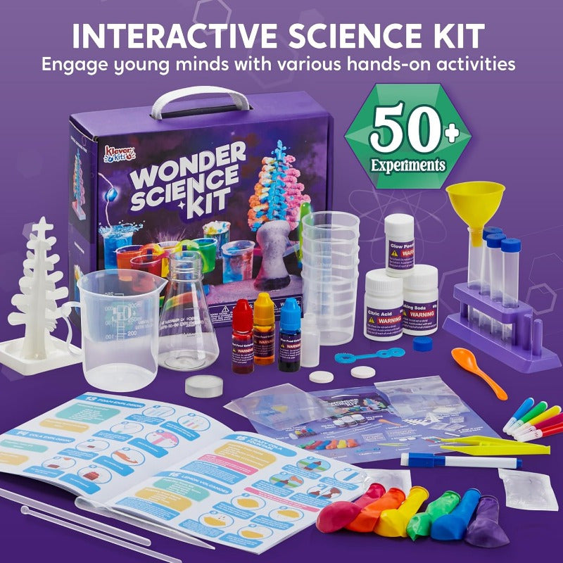 STEM Science Kit for Kids with 50+ Experiments - Crystal Tree Growing Kit, Lava Lamp, Volcano & Chemistry Lab Activities, Educational Science Toy for Boys Girls Ages 6-12, Birthday Christmas Gift