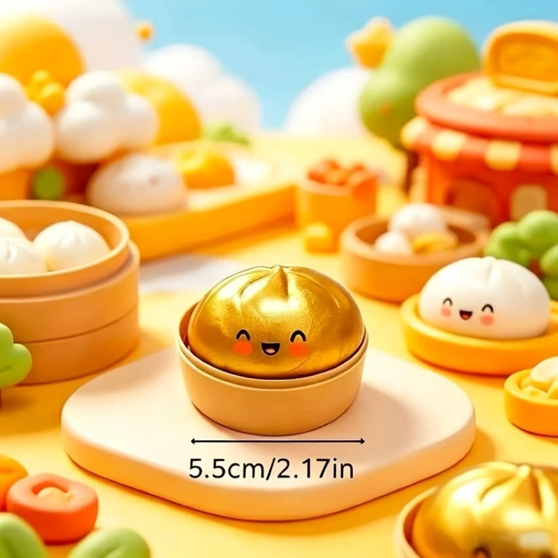 Kawaii Steamed Bun Squishy Plush Toy Set 12pcs – 6 Soft Slow Rise Buns & 6 Steamer Baskets, Sticky Sensory Fidget Collectible Gift for Kids Adults Christmas Birthday