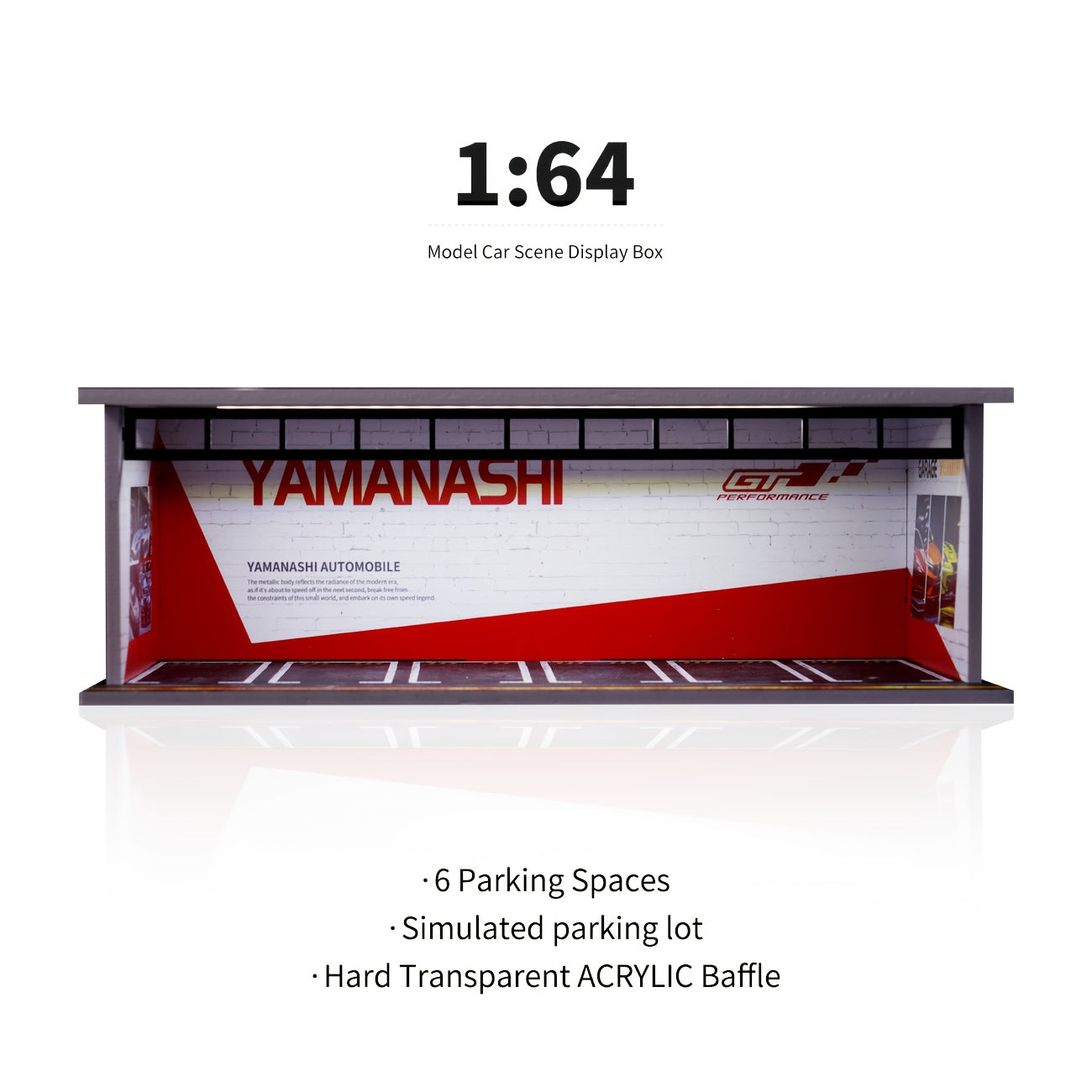 Diecast Display Case 1/64 Scale with LED Light & Acrylic Cover, 6-Space Parking Garage Diorama for Die-Cast Model Cars, Collector Showcase Gift for Car Enthusiasts