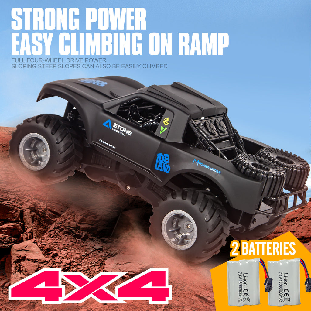 Amphibious RC Monster Truck 1:16 Scale 4WD Waterproof - 2 Rechargeable Batteries, All Terrain Off-Road RC Car for Kids Boys Ages 4-7, Birthday Gift