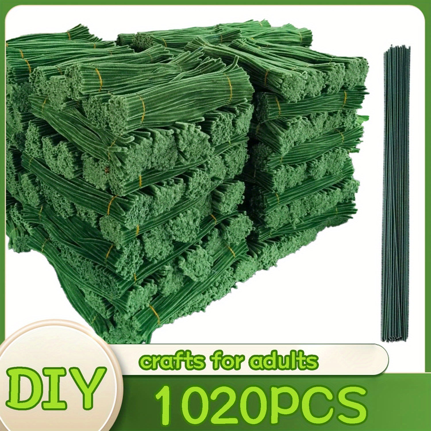 1020pcs Pipe Cleaners Craft Kit in 20 Colors – Upgraded Thick Fuzzy Chenille Stems with Flower Rods for DIY Arts & Crafts, Kids Projects, School Supplies & Creative Activities