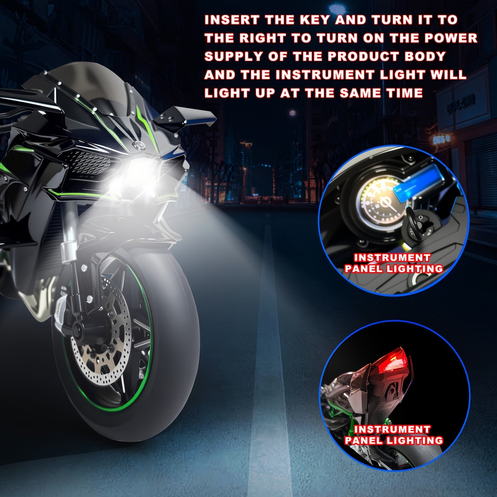 Die-Cast Motorcycle Model with Realistic Sound Effects & Exhaust Spray – 1:6 Scale Alloy Replica with LED Lights, Rotating Wheels & 8 Accessories, Collector Gift for Motorcycle Enthusiasts
