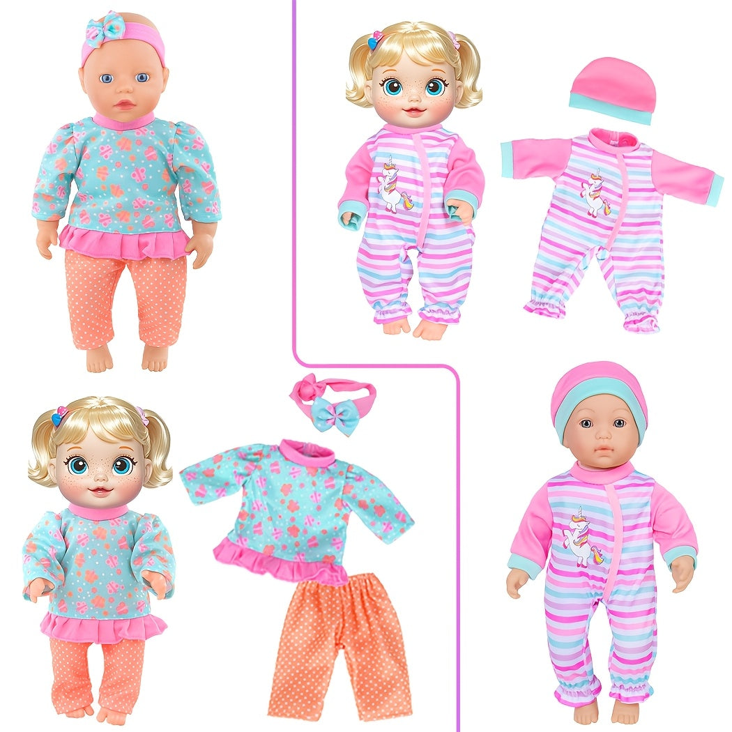 Colorful Handmade Baby Doll Clothes 10 Sets for 10 12 Inch Newborn & 14 16 Inch Dolls – Soft Safe Mixed Design Outfits Develops Fine Motor Skills Gift Girls Ages 3+