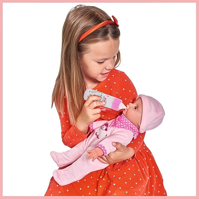 Baby Doll Feeding Set 3 Piece – Milk Bottle Juice Bottle Pacifier Doll Care Accessories for Baby Dolls Reborn Dolls Stroller Nurturing Play Kids Ages 3+ Gift White Orange