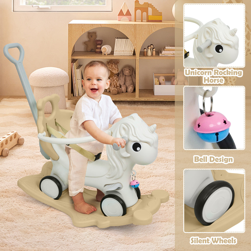 3 in 1 Rocking Horse for Toddlers 12M+ – Detachable Balance Bike, Ride-On Toy & Push Handle, Balance Board, Safe Indoor Outdoor Baby Gift for Boys & Girls Ages 1+