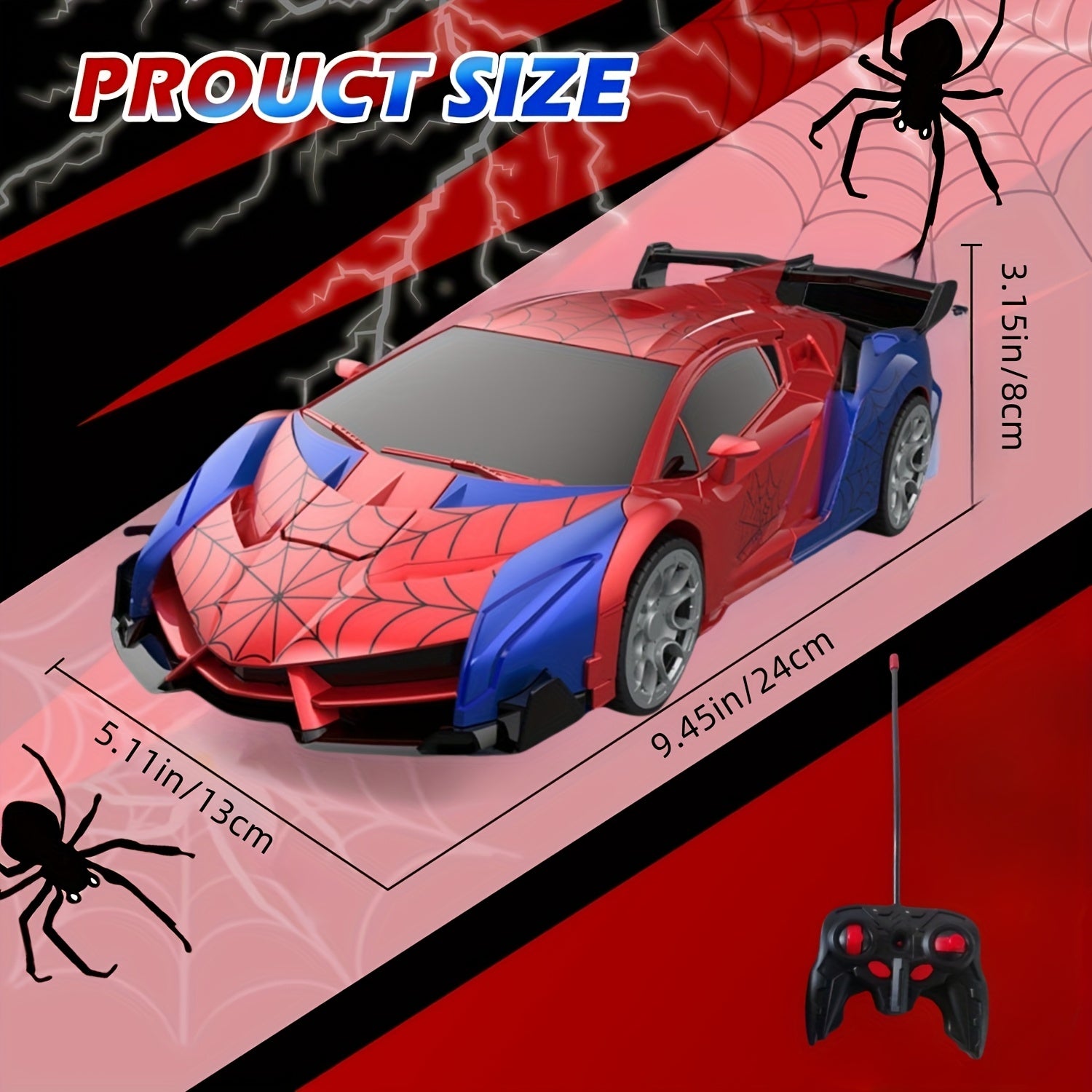 Spider Transform Robot RC Car 1:18 One-Button Deformation 2.4GHz LED Lights 360 Drift 45M Range Auto Demo Kids Boys Girls Ages 6+ Birthday Christmas Gift