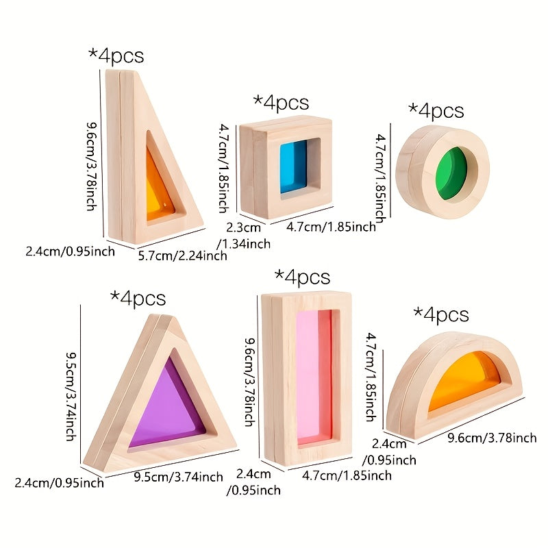 Translucent Colored Acrylic Building Blocks for Kids - Geometric Sensory Construction Toy, Parent-Child Bonding Educational Gift for Birthdays & Holidays