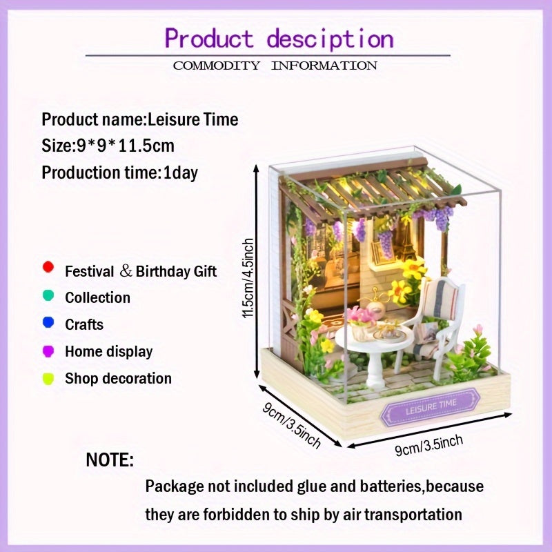 DIY Wooden Dollhouse Kit with Dust Cover – Handmade Miniature Puzzle Tiny House with Furniture for Teens Adults Christmas Birthday Gift