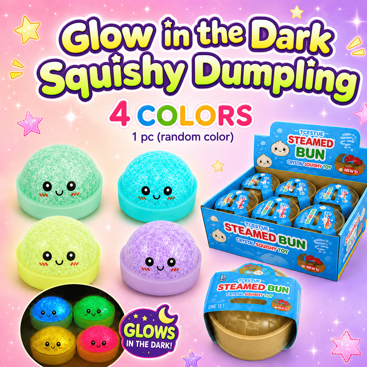 Glow in the Dark Squishy Toy Super Soft Stretchy Slow Rise Sensory Squeeze Stress Relief Fidget Nighttime Fun Kids Adults Party Favor Gift