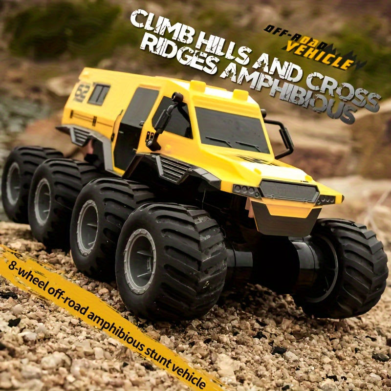 Amphibious RC Truck 8-Wheel Drive 4-Motor Armored Climbing Off-Road Vehicle, Oversized Remote Control Car for Kids Adults, Christmas Halloween Thanksgiving Gift