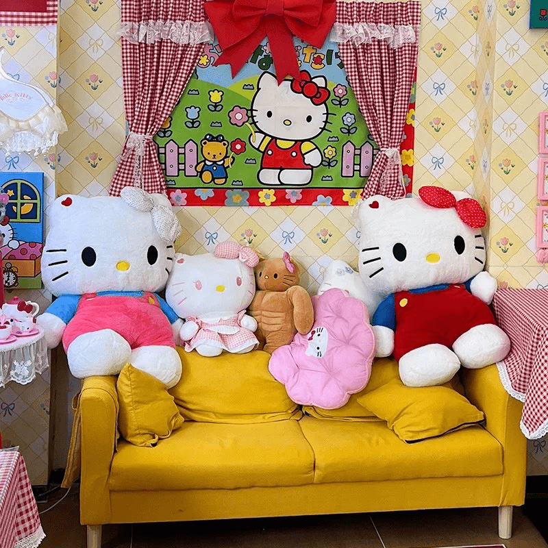 Hello Kitty Large Plush Doll 40cm Stuffed Toy Soft Anime Pillow Cute Kawaii Cat Gift for Girls Kids Holiday Birthday Christmas