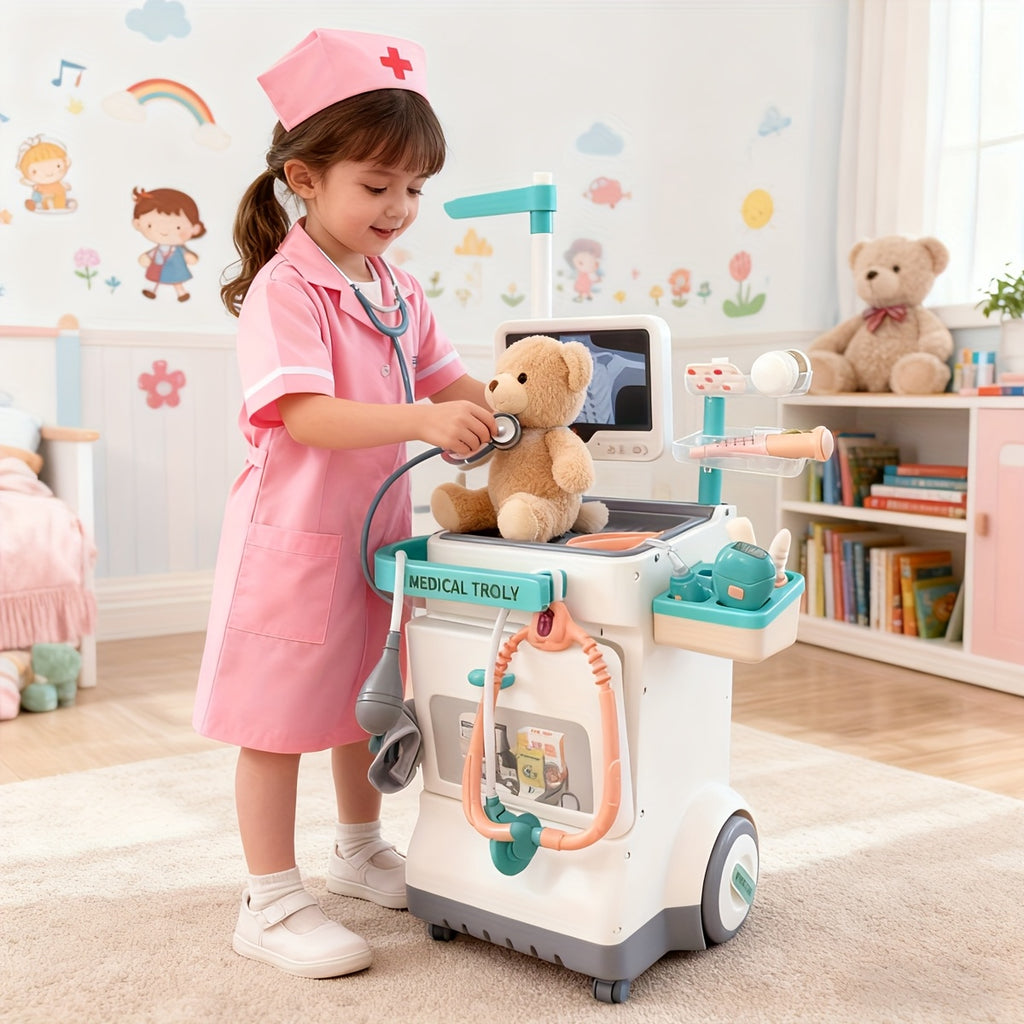Kids Doctor Kit Pretend Play Medical Station Toy Set with Stethoscope 25-26pcs Boys Girls Ages 3+ Birthday Gift