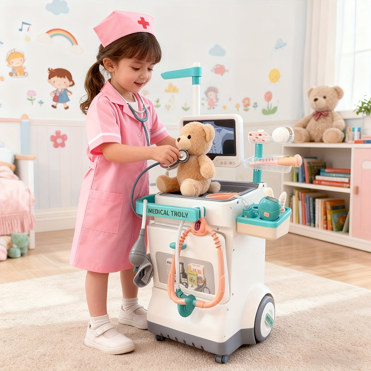 Kids Doctor Kit Pretend Play Medical Station Toy Set with Stethoscope 25-26pcs Boys Girls Ages 3+ Birthday Gift