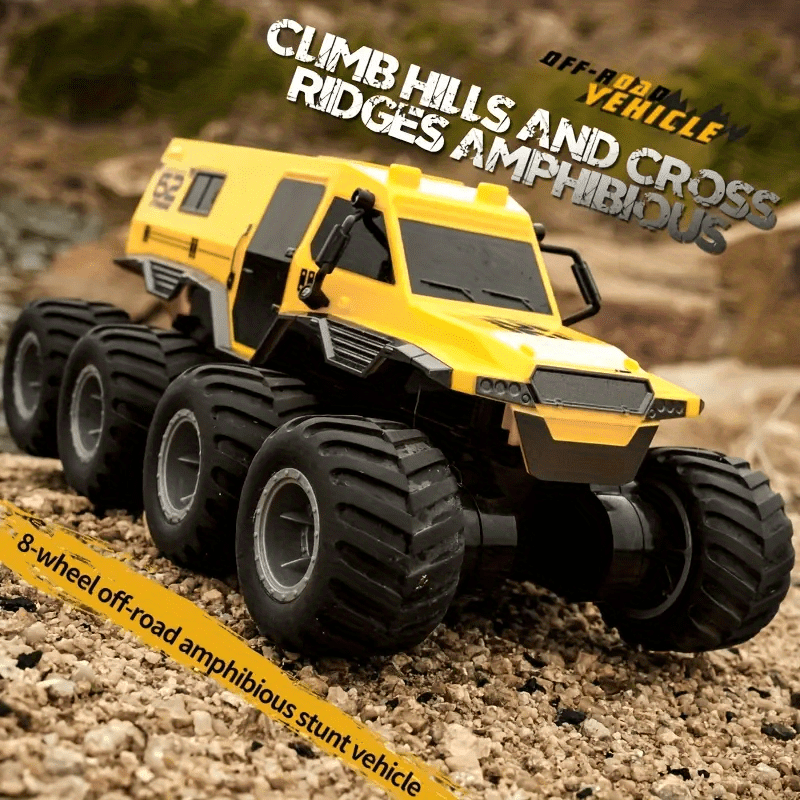Amphibious RC Truck 8-Wheel Drive 4-Motor Armored Climbing Off-Road Vehicle, Oversized Remote Control Car for Kids Adults, Christmas Halloween Thanksgiving Gift