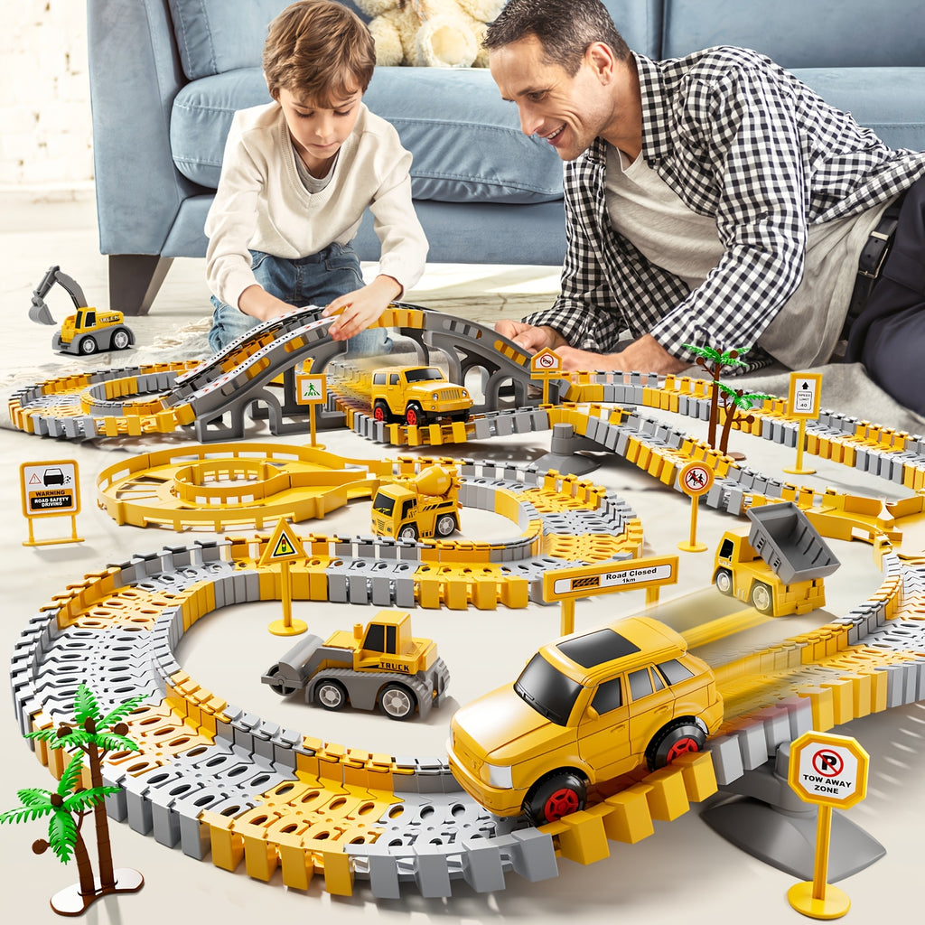 236pcs STEM Race Track Building Set for Kids Ages 3+ – Splicing Construction Track Playset with Race Cars, Preschool Engineering Toy, Christmas Birthday Gift for Boys Girls