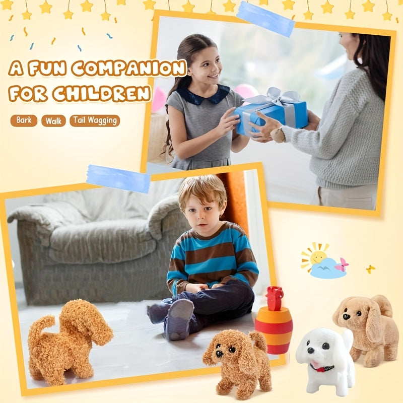 Interactive Robotic Dog Plush Toy – Electric Walking Pet Dog with Realistic Sounds, Sits Stands Cuddles, Smart Educational Toy for Kids Ages 3+, Birthday Gift for Boys Girls