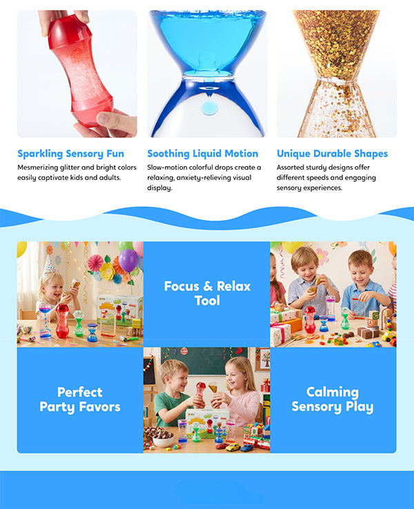 Sensory Bottles Fidget Toys 6 Pack for Kids with Autism & ADHD – Calming Liquid Motion Tubes, Silent Classroom Calm Down Corner Tools, Stress Relief Gift for Boys & Girls