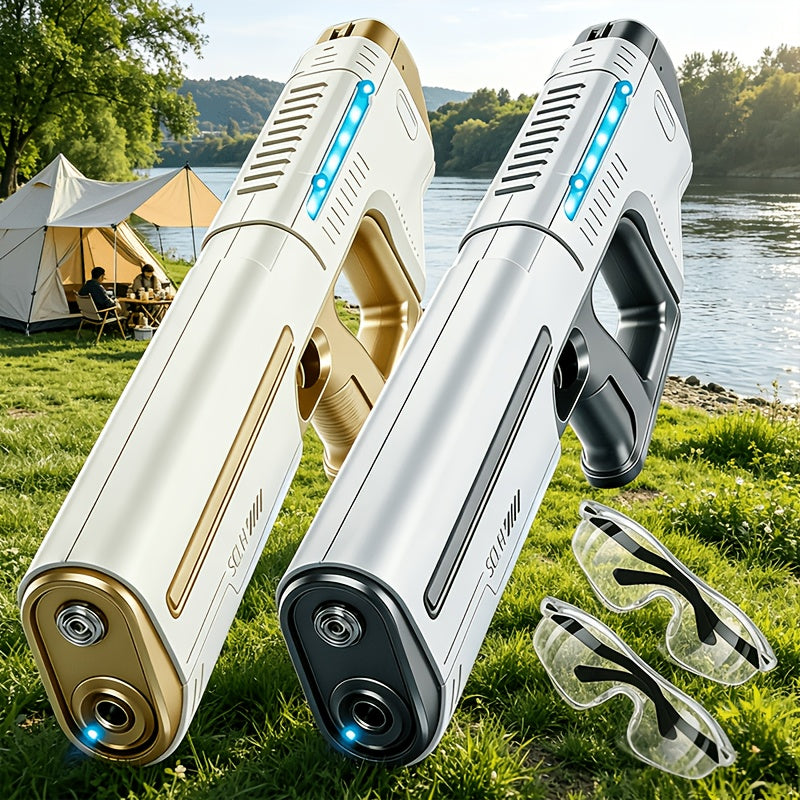 2-Pack Electric Water Gun with LED Light & 40ft Range – USB Rechargeable Auto-Fill Pulse Jet Squirt Gun for Pool Beach Backyard Kids Adults