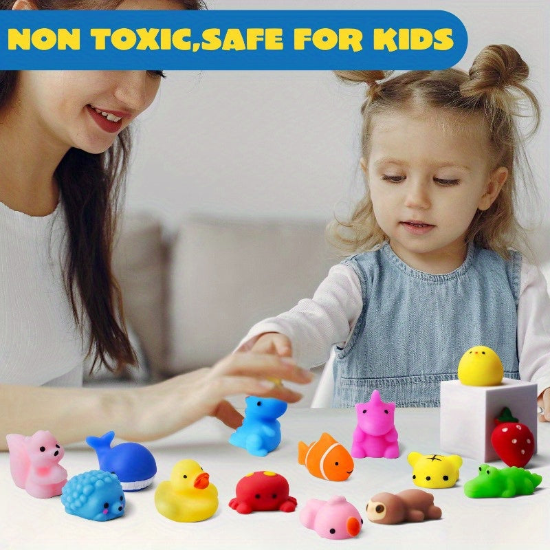 Mini Mochi Squishies 100 Pack – Kawaii Animal & Fruit Squishy Toys for Kids, Classroom Prize, Birthday Party Favor, Halloween Goodie Bag Filler for Boys & Girls