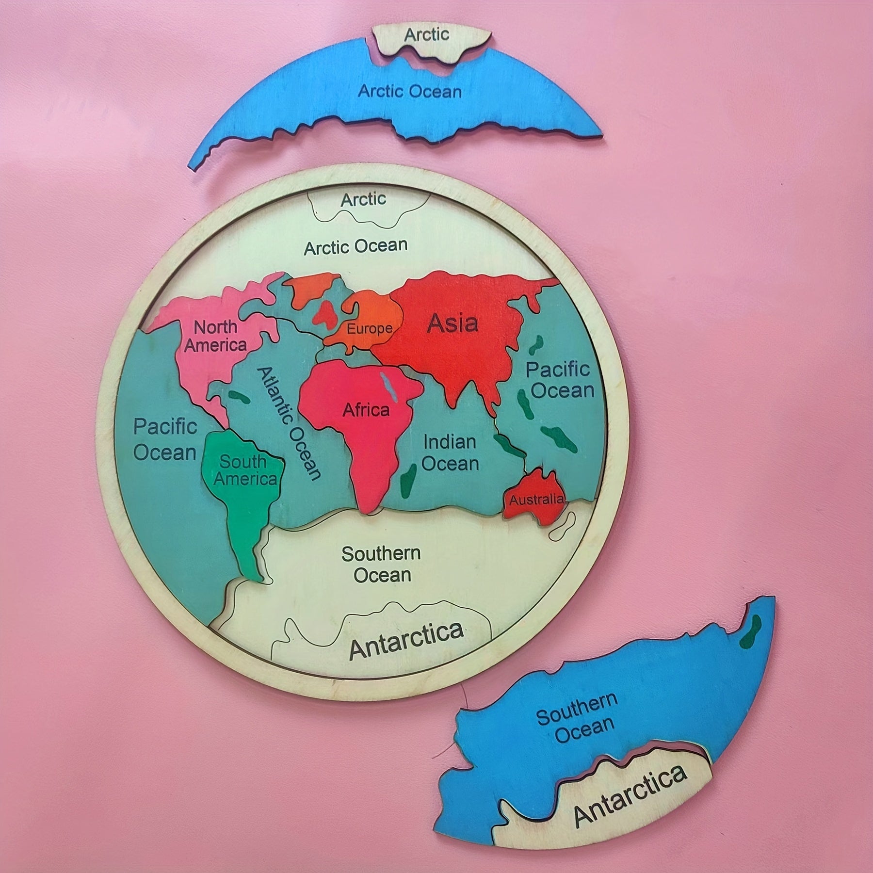 7 Continents Wooden Puzzle for Kids Ages 5+ – Color-Coded Geography Learning Toy, STEM Montessori Educational Gift for Boys & Girls, 20x20cm