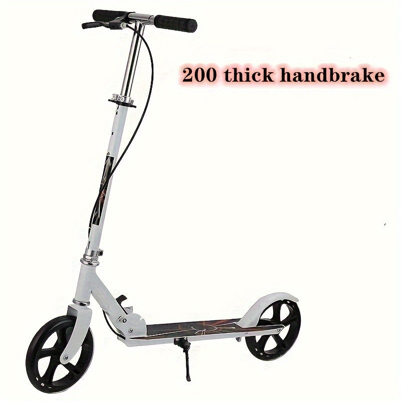 Foldable Kick Scooter for Adults Teens - Double Brake 2-Wheel Scooter 4-Gear Adjustable Height 220LB Capacity, Lightweight Commuter Scooter for Youth Adults, Birthday Christmas Halloween Gift