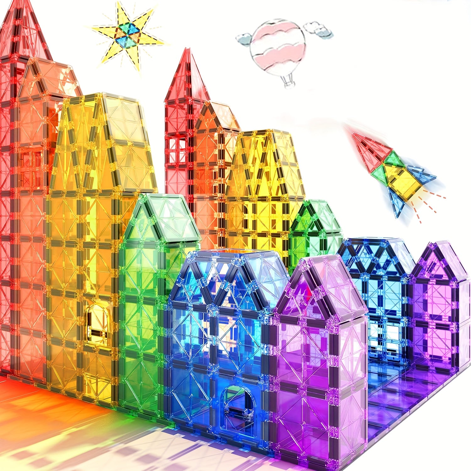102pcs Magnetic Building Blocks STEM Toy for Kids Ages 3+ - Animal Village House Shapes, Shape Sorting Color Recognition Educational Preschool Gift Boys Girls