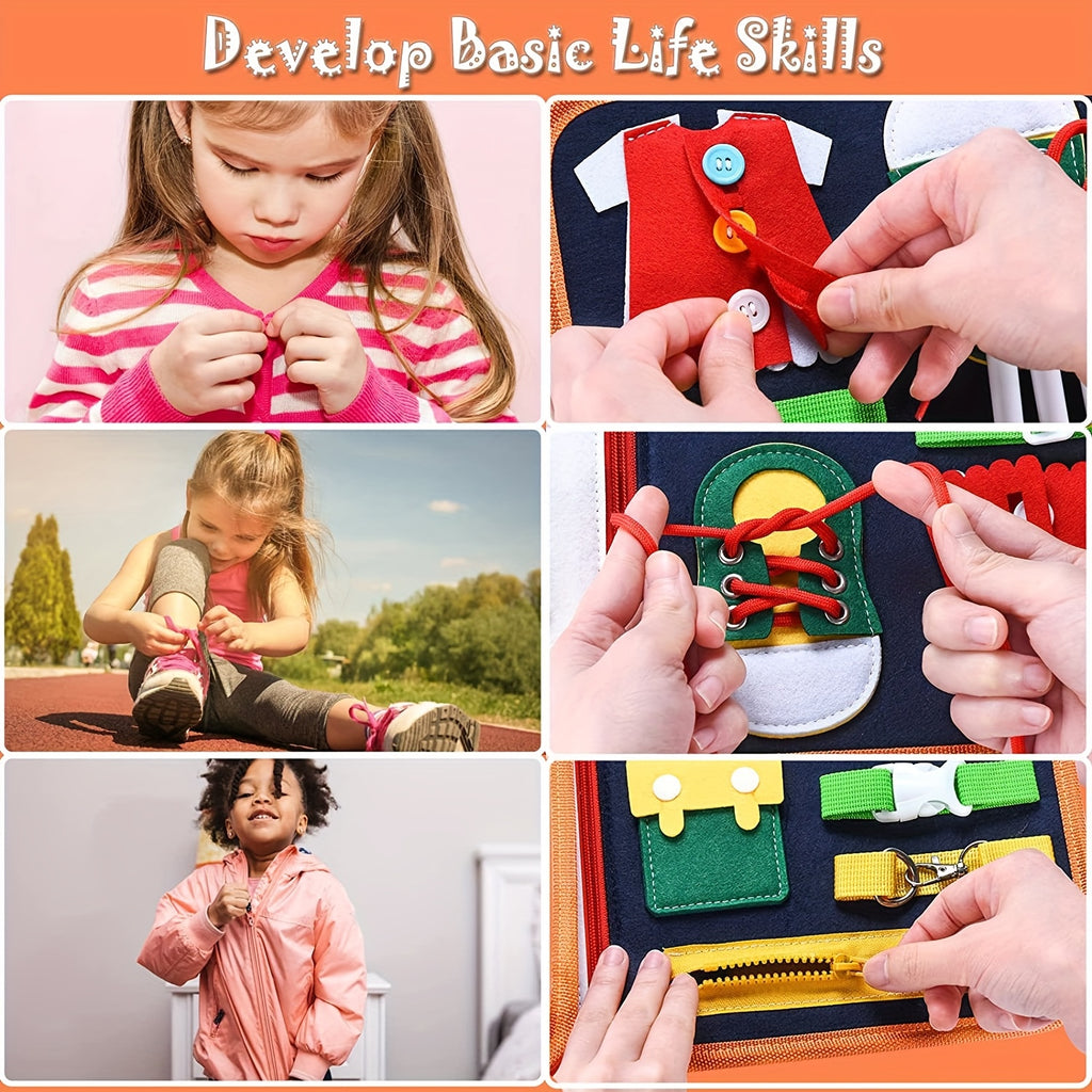 Busy Board for Toddlers – Sensory Toy for Fine Motor Skills Development, Educational Activity Board & Travel Toy for Car & Airplane, Gift for Boys & Girls Ages 1-3