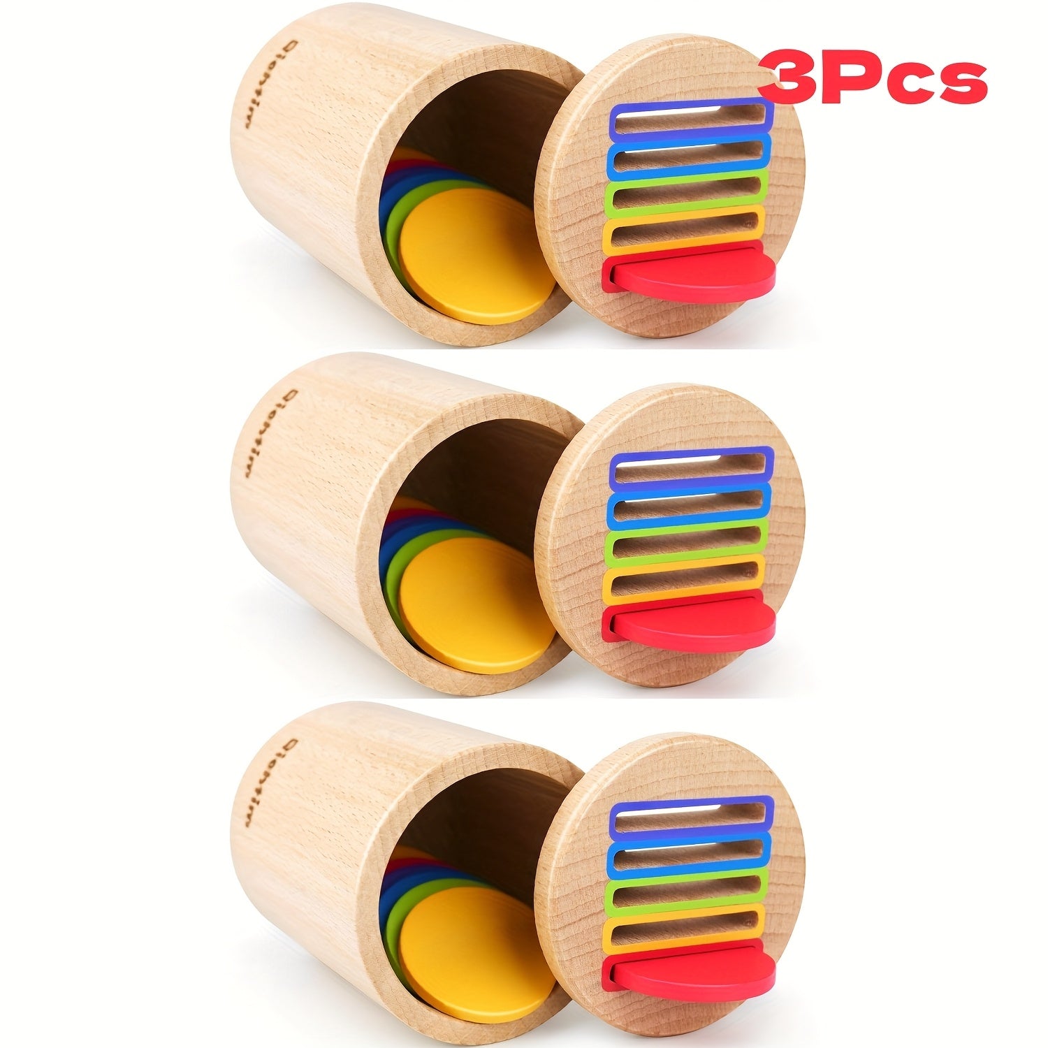 Wooden Color Sorting Toy for Toddlers 1-3 – Montessori Coin Box with 10 Colored Blocks & Drawstring Bag, Fine Motor Skills Educational Toy for Boys and Girls