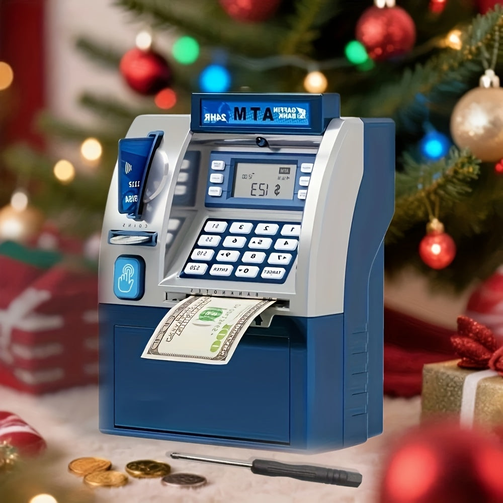 Kids Electronic ATM Piggy Bank with Password Lock – Coin & Banknote Savings Bank for Boys & Girls, Financial Education Toy, Birthday Christmas Holiday Gift Ages 5+