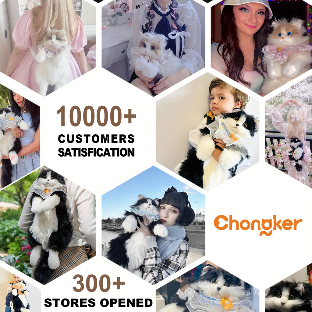 Tuxedo Cat Plush Backpack Stuffed Animal – Handmade Wearable Cat Plush with Gift Box & Card, Cute Cat Backpack Gift for Women Kids Cat Lovers Birthday Anniversary