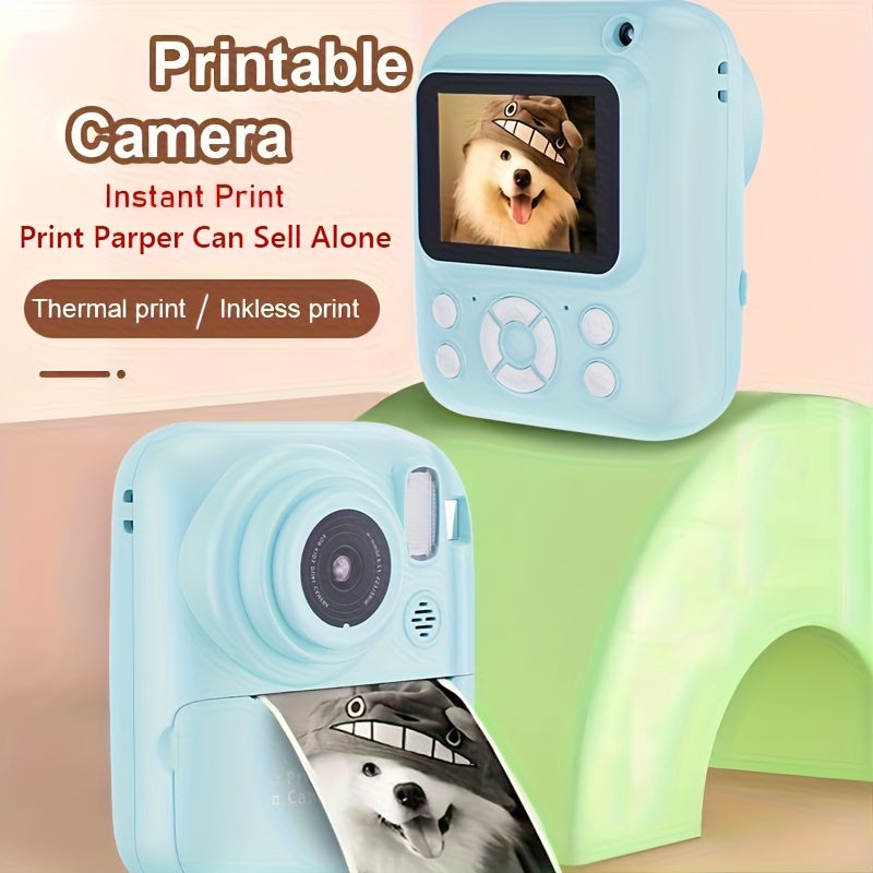 Kids Instant Print Camera 3-in-1 with MP3 Player & Puzzle Games - 2.4'' HD Screen Portable Digital Camera Toy with Print Paper 32GB Card Reader Lanyard Storage Bag Birthday Gift for Girls Boys