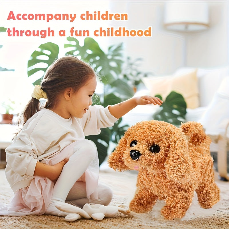 Realistic Robot Puppy Toy - Lifelike Interactive Dog Walks Barks Wags Tail, Soft Plush AI Pet for Kids, Birthday Halloween Christmas Gift for Boys Girls Ages 3+