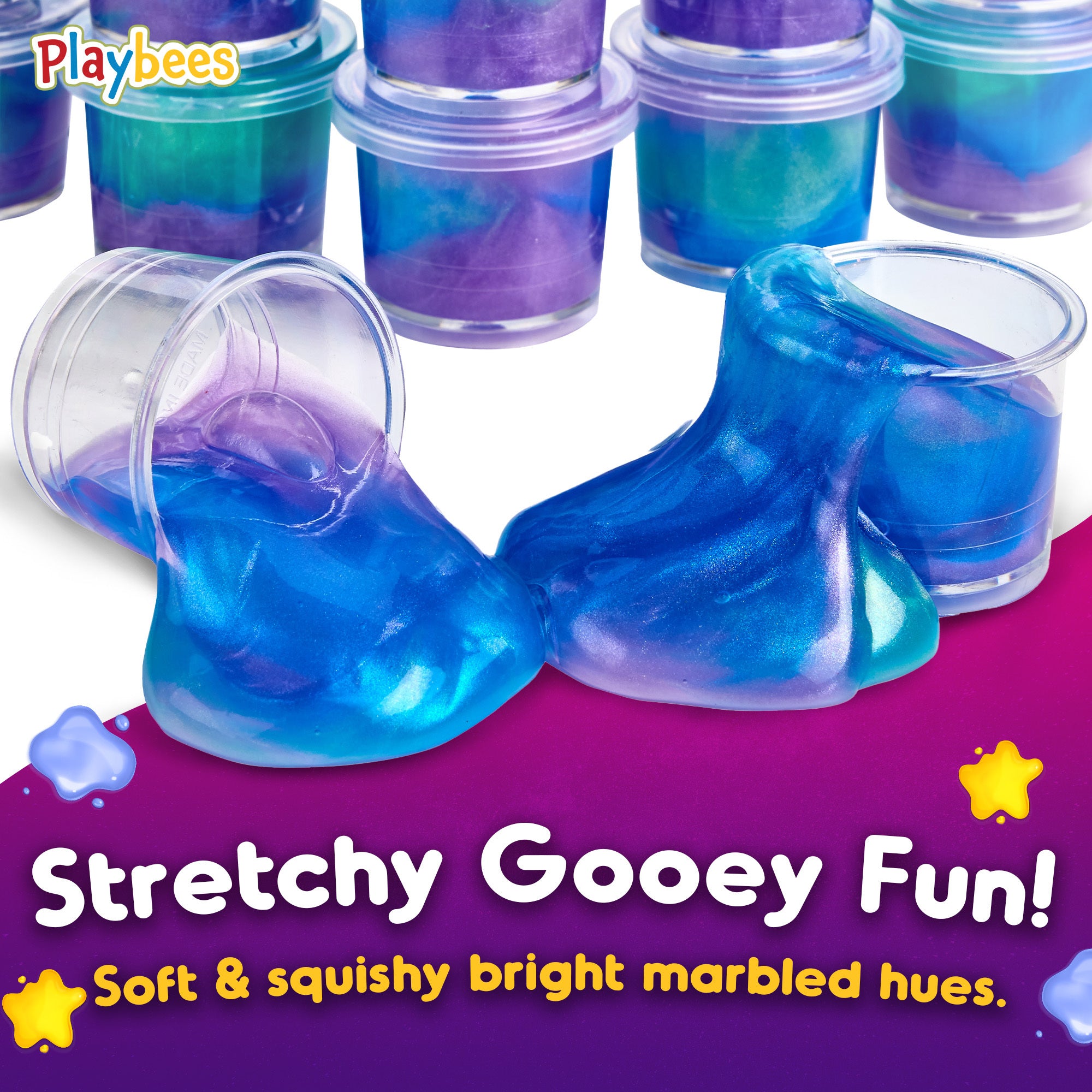 Mini Galaxy Slime 24 & 48 Pack – Marbled Unicorn Slime Party Favors, Stretchy Non-Sticky Sensory Slime for Kids, Goodie Bag Stuffers & Classroom Rewards