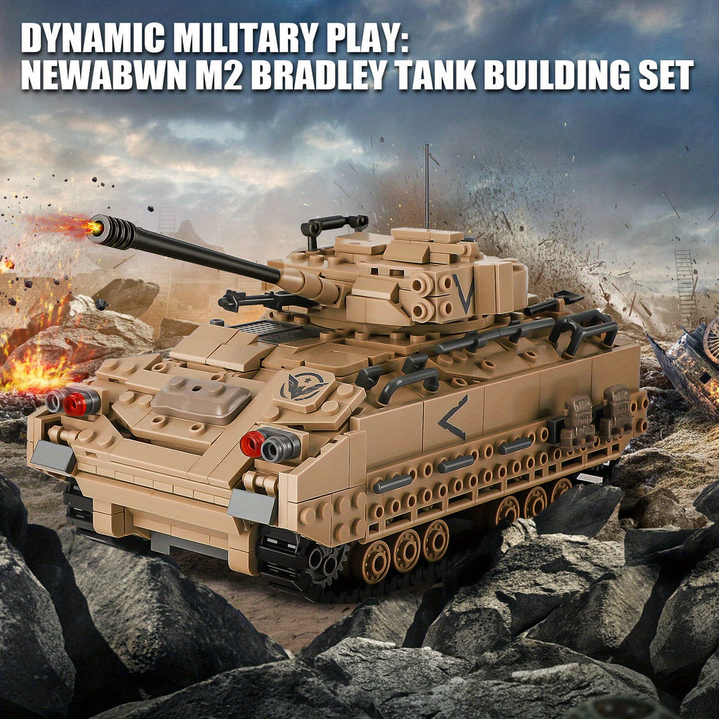 Military Tank Building Blocks Set 1350 Pieces, M2 Bradley Infantry Fighting Vehicle Army Tank Model Kit, STEM Construction Toy for Boys Teens Adults Ages 8+, Birthday Christmas Gift Military Fans