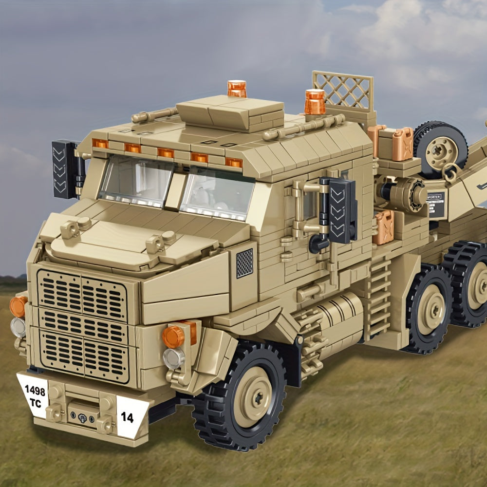 3482pcs MOC Tank Hauling Armored Transport Vehicle Building Block Set - Adult Military Collection Display Model, Military Enthusiast Gift