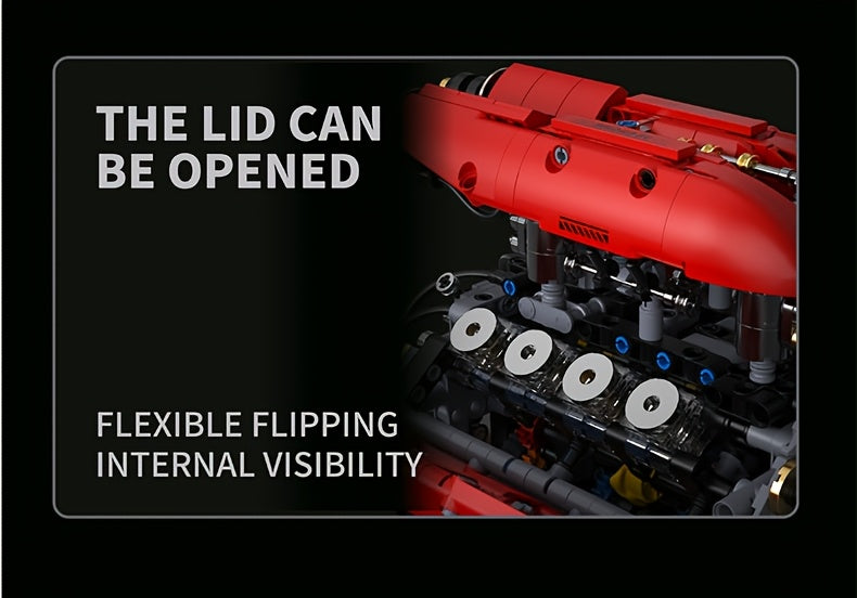 V8 Engine Building Blocks Set 1370pcs Functional Simulated Automobile Engine Model Dynamic Operable Mechanical Structure Adult Tech Assembly Kit