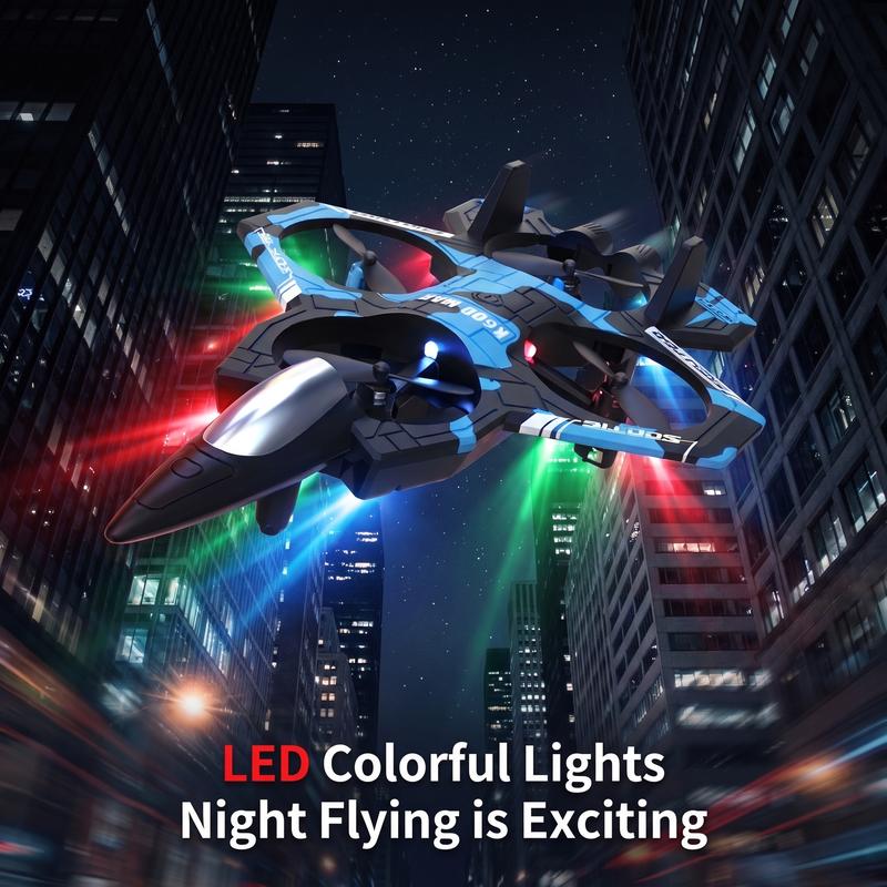 RC Stunt Fighter Jet Toy for Ages 14+, Remote Control Flying Plane with LED Lights, Altitude Hold, 360-Degree Flips and One-Touch Takeoff
